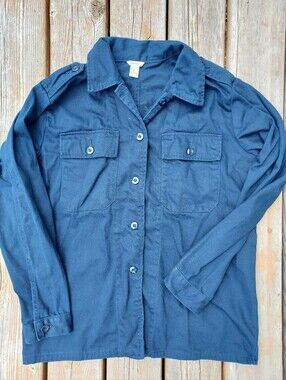 Forever 21 Navy Cotton Twill Shirt Jacket